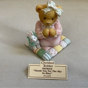 Cherished Teddies - Bear Figurine 1992 Patrice # 911429 with original tag NO BOX